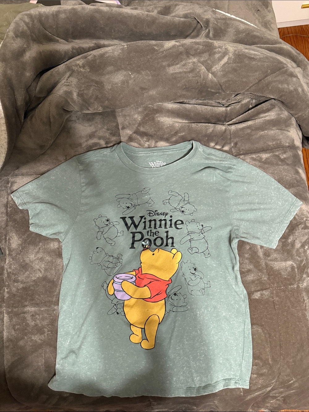 Disney Winnie the Pooh Graphic Tee in Green with Yellow Pooh